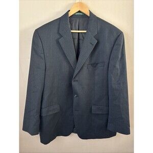 Lauren Ralph Lauren Men’s Black Wool Sports Jacket Blazer Blue Stripes 44R